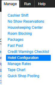 ChoiceAdvantage — Manage → Hotel Configuration