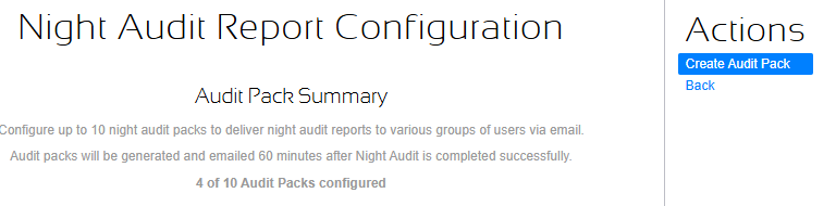 Create Audit Pack button