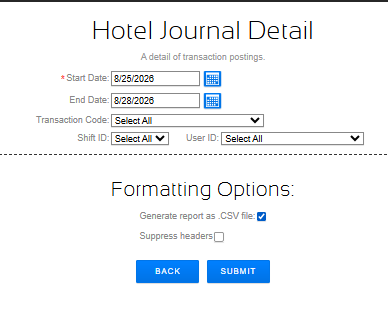 ChoiceAdvantage — Hotel Journal Detail report