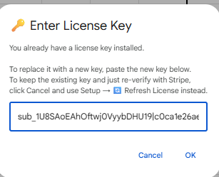Enter License Key dialog